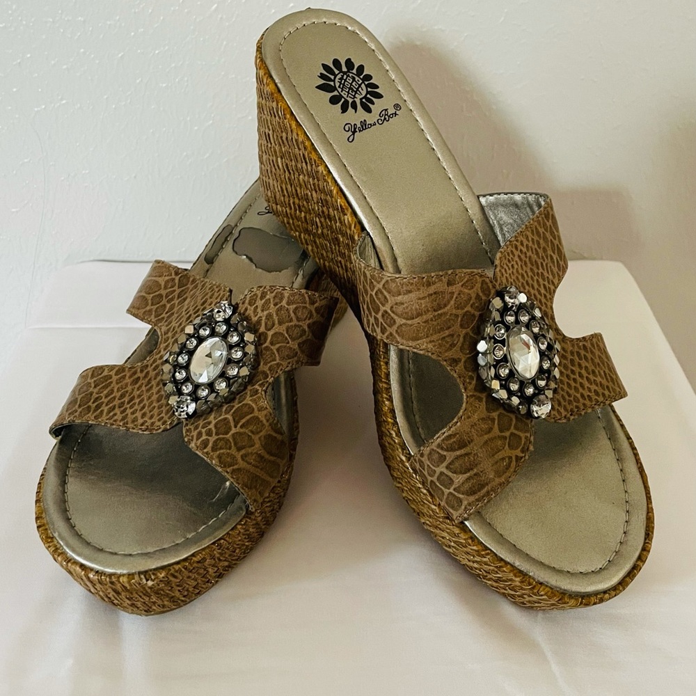 Yellow Box Open Toe Wedges
